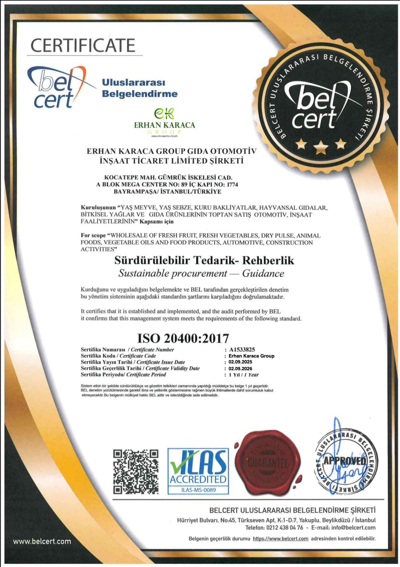 Sürdürülebilir Tedarik - Rehberlik (ISO 20400:2017)