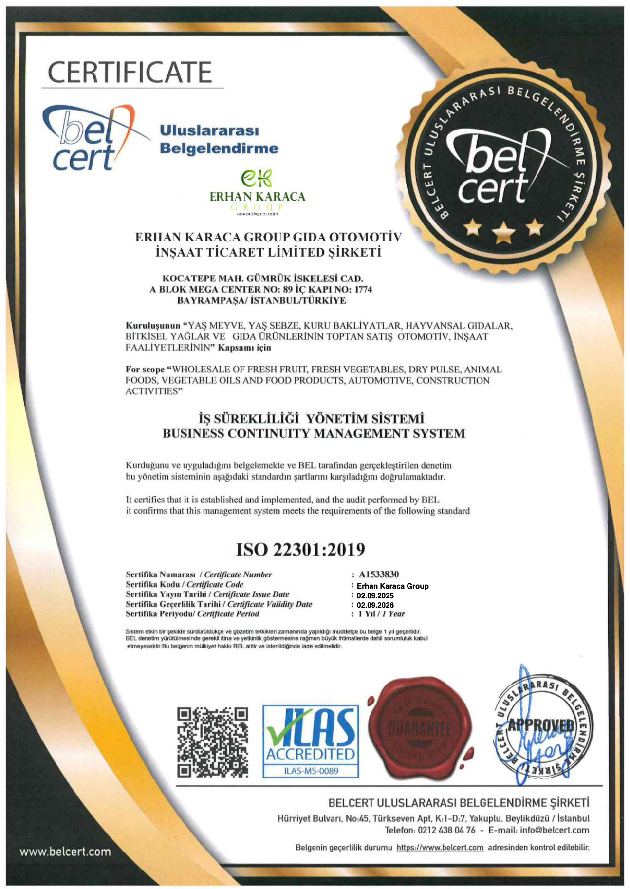 İş Sürekliliği Yönetim Sistemi (ISO 22301:2019)