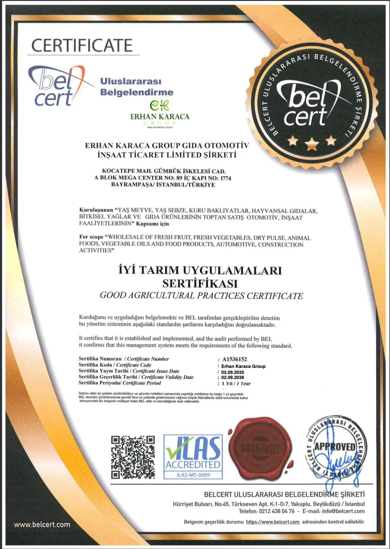İyi Tarımlar Uygulamaları Sertifikası